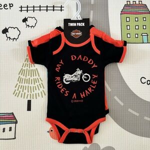 HARLEY DAVIDSON 2pk Daddy Rides A Harley Bodysuits 3/6 Months